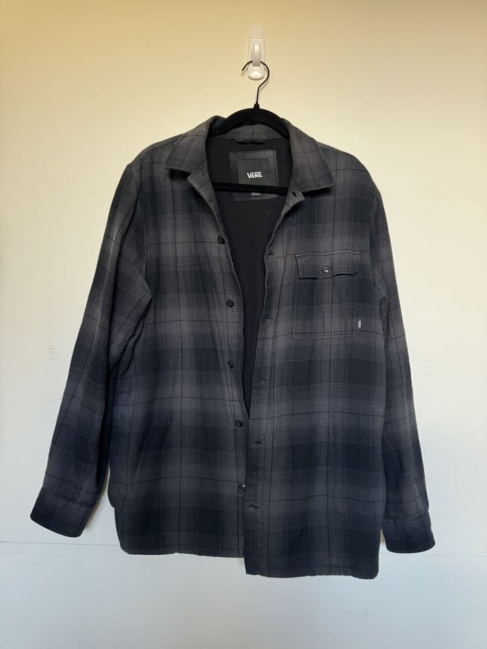 Vans Grey Black Ombre Plaid Flannel Shirt Jacket Shacket M